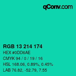 Farbcode: RGB 13 214 174 | qconv.com