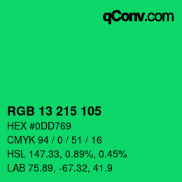 Color code: RGB 13 215 105 | qconv.com