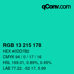 Color code: RGB 13 215 178 | qconv.com