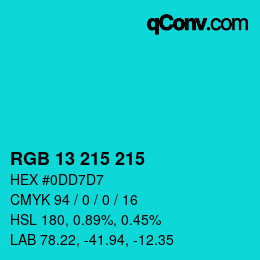 カラーコード: RGB 13 215 215 | qconv.com