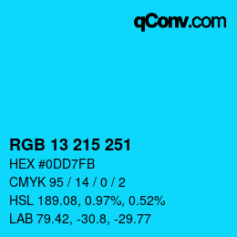 Color code: RGB 13 215 251 | qconv.com