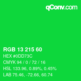 カラーコード: RGB 13 215 60 | qconv.com