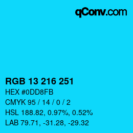カラーコード: RGB 13 216 251 | qconv.com