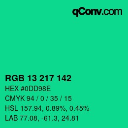 Color code: RGB 13 217 142 | qconv.com