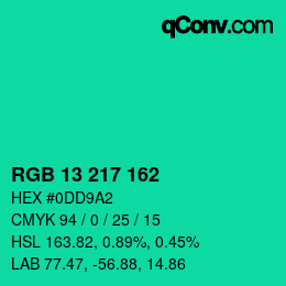 Código de color: RGB 13 217 162 | qconv.com