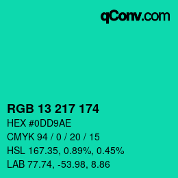 Color code: RGB 13 217 174 | qconv.com