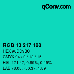 Color code: RGB 13 217 188 | qconv.com