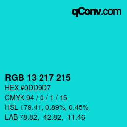 Color code: RGB 13 217 215 | qconv.com