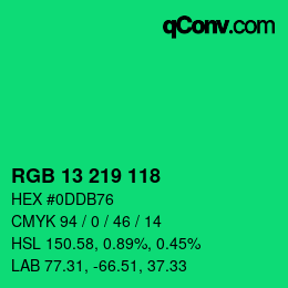 Color code: RGB 13 219 118 | qconv.com