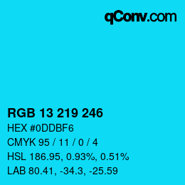 Color code: RGB 13 219 246 | qconv.com