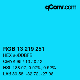 Color code: RGB 13 219 251 | qconv.com