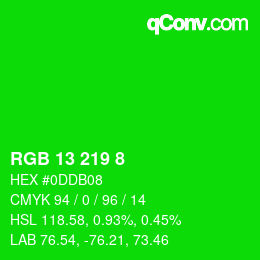 Color code: RGB 13 219 8 | qconv.com