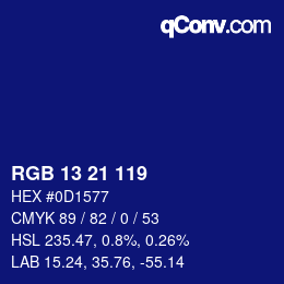 Color code: RGB 13 21 119 | qconv.com