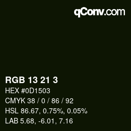 Color code: RGB 13 21 3 | qconv.com
