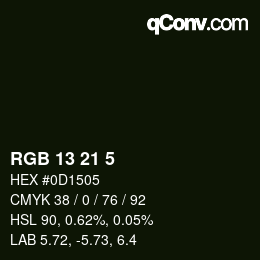 Color code: RGB 13 21 5 | qconv.com