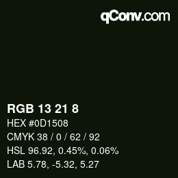 Color code: RGB 13 21 8 | qconv.com