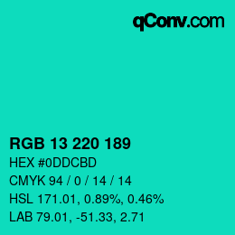 カラーコード: RGB 13 220 189 | qconv.com