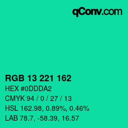 カラーコード: RGB 13 221 162 | qconv.com