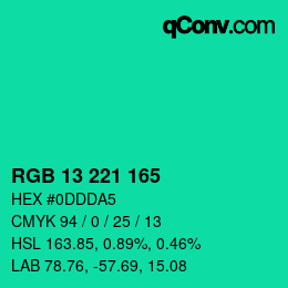 カラーコード: RGB 13 221 165 | qconv.com