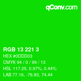 Color code: RGB 13 221 3 | qconv.com