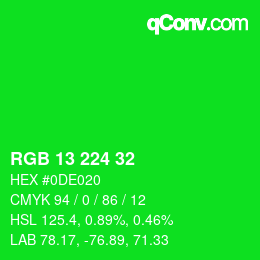 Color code: RGB 13 224 32 | qconv.com