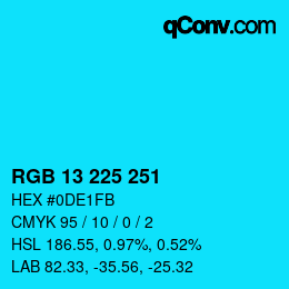 Color code: RGB 13 225 251 | qconv.com