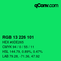Color code: RGB 13 226 101 | qconv.com
