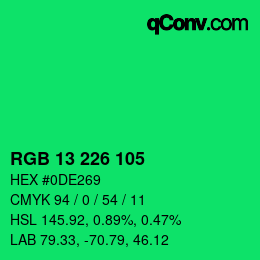 Color code: RGB 13 226 105 | qconv.com