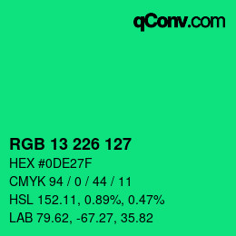 Color code: RGB 13 226 127 | qconv.com