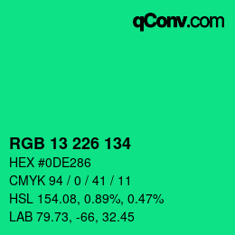 Color code: RGB 13 226 134 | qconv.com