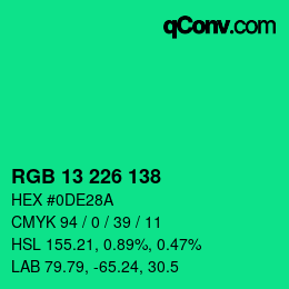 Color code: RGB 13 226 138 | qconv.com