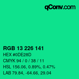 Color code: RGB 13 226 141 | qconv.com