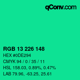 Color code: RGB 13 226 148 | qconv.com