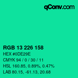 Color code: RGB 13 226 158 | qconv.com