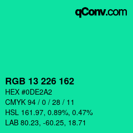 Color code: RGB 13 226 162 | qconv.com