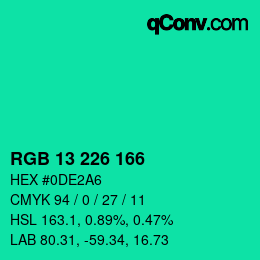 Color code: RGB 13 226 166 | qconv.com