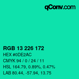 Color code: RGB 13 226 172 | qconv.com