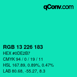 Color code: RGB 13 226 183 | qconv.com