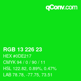 Color code: RGB 13 226 23 | qconv.com