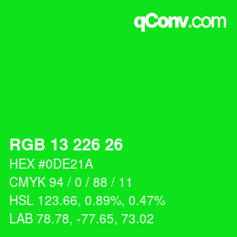 Color code: RGB 13 226 26 | qconv.com