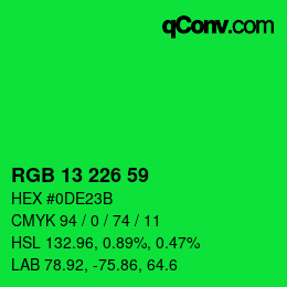 Color code: RGB 13 226 59 | qconv.com