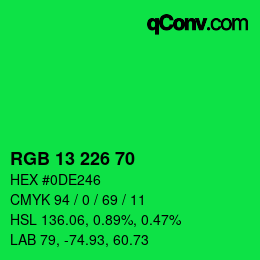 Color code: RGB 13 226 70 | qconv.com