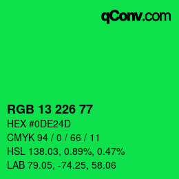 Color code: RGB 13 226 77 | qconv.com
