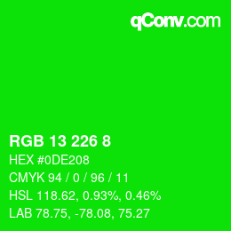 Farbcode: RGB 13 226 8 | qconv.com
