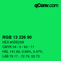 Color code: RGB 13 226 90 | qconv.com