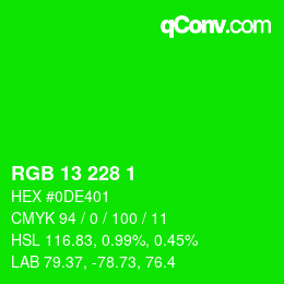Color code: RGB 13 228 1 | qconv.com