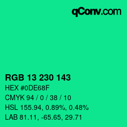 Color code: RGB 13 230 143 | qconv.com