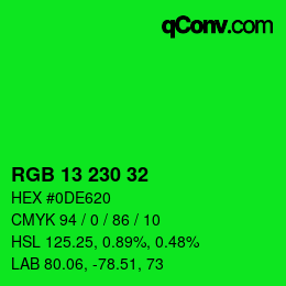 Color code: RGB 13 230 32 | qconv.com