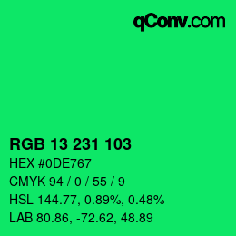 カラーコード: RGB 13 231 103 | qconv.com
