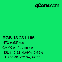 カラーコード: RGB 13 231 105 | qconv.com